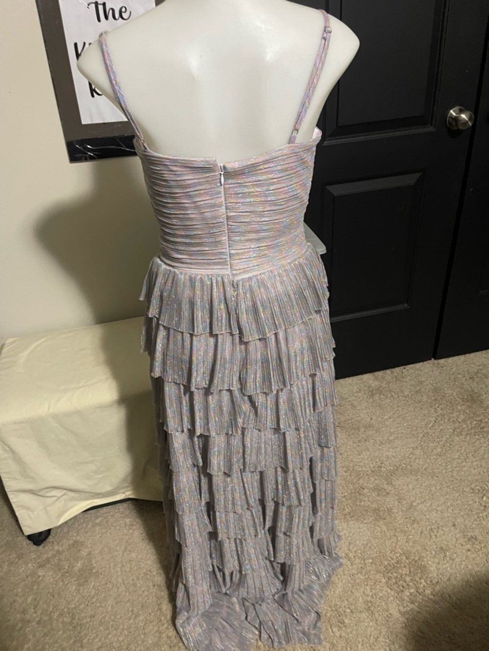 Gianni Bini Pastel Iridescent Ruffle Maxi Dress - Picture 5 of 6